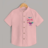 Diwali Celebration My 1ST Diwali Customized Diwali Theme printed Shirt For Kids - PEACH - 0 - 6 Months Old (Chest 23")