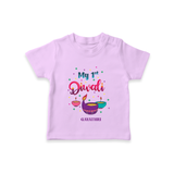 My 1ST Diwali - Personalized Diwali Theme printed T-Shirt For Kids - LILAC - 0-5 Months Old (Chest 17")