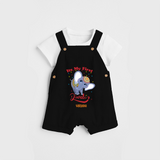 Its My First Diwali - Diwali Vibe Customized Kids Dungaree Set - BLACK - 0 - 5 Months Old (Chest 18")