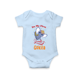 Happy Diwali | Sparkle and Fun Personalized Romper - BABY BLUE - New Born (Chest 14")