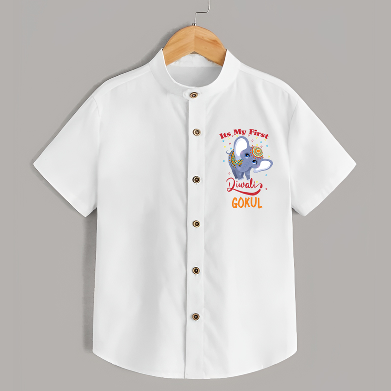Happy Diwali | Sparkle and Fun Personalized Shirt - WHITE - 0 - 6 Months Old (Chest 23")