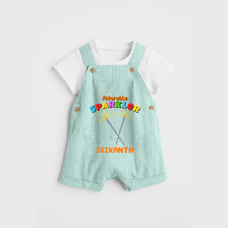 Adorable Sparkler - Customized Diwali Themed Dungaree Set - ARCTIC BLUE - 0 - 5 Months Old (Chest 18")