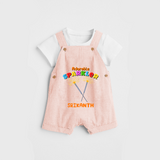 Adorable Sparkler - Customized Diwali Themed Dungaree Set - PEACH - 0 - 5 Months Old (Chest 18")