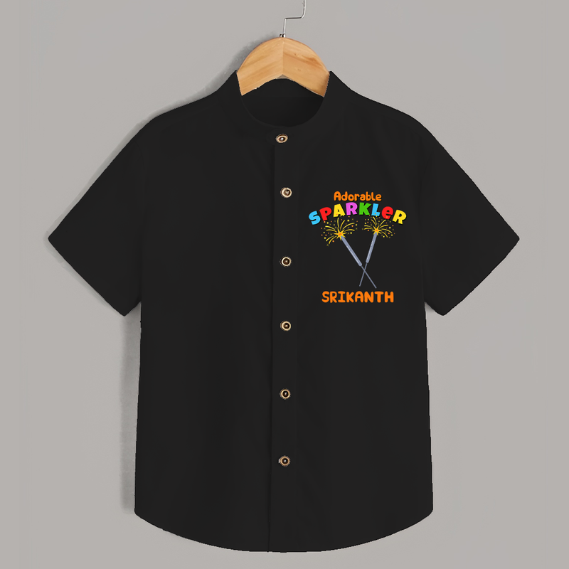 Adorable Sparkler - Customized Diwali Themed Shirt - BLACK - 0 - 6 Months Old (Chest 23")