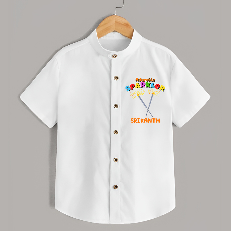 Adorable Sparkler - Customized Diwali Themed Shirt - WHITE - 0 - 6 Months Old (Chest 23")