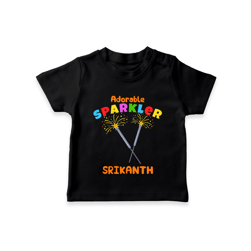 Adorable Sprakler - Customized Diwali Themed T-Shirt - BLACK - 0 - 5 Months Old (Chest 17")