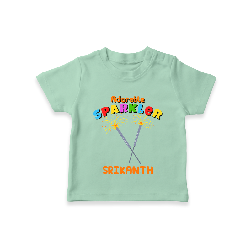 Adorable Sprakler - Customized Diwali Themed T-Shirt - MINT GREEN - 0 - 5 Months Old (Chest 17")