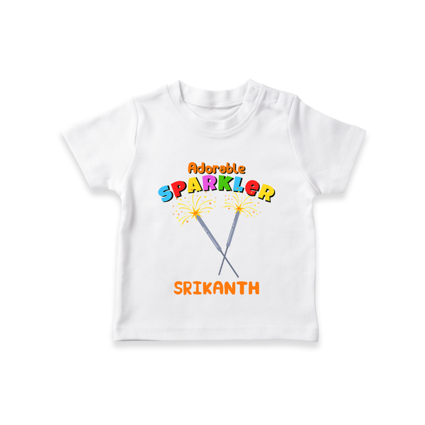 Adorable Sprakler - Customized Diwali Themed T-Shirt - WHITE - 0 - 5 Months Old (Chest 17")