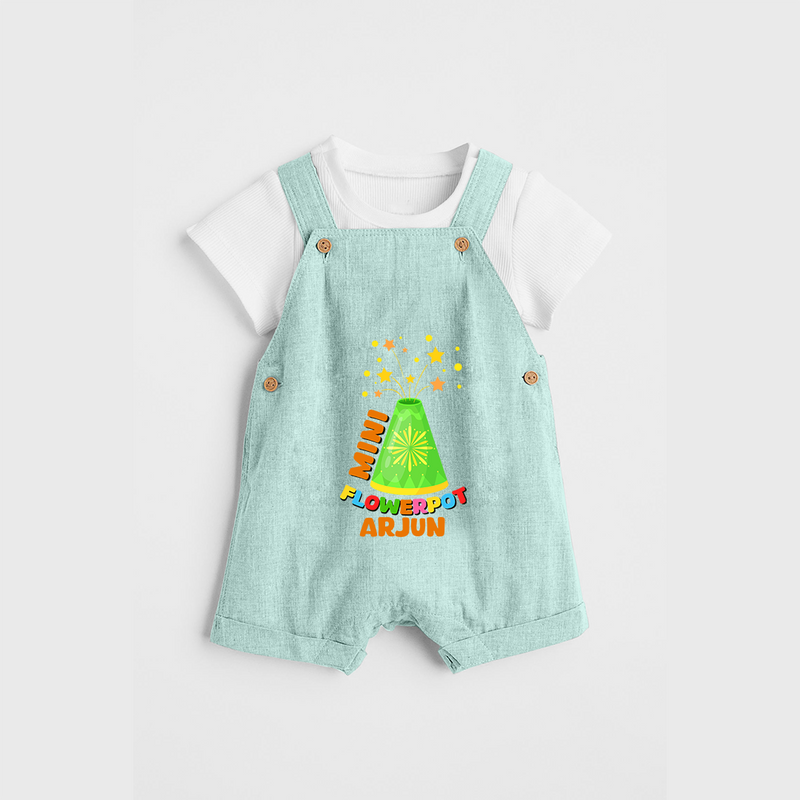 Mini Flowerpot  - Customized Diwali Themed Dungaree Set - ARCTIC BLUE - 0 - 5 Months Old (Chest 18")