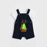 Mini Flowerpot  - Customized Diwali Themed Dungaree Set - NAVY BLUE - 0 - 5 Months Old (Chest 18")