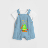 Mini Flowerpot  - Customized Diwali Themed Dungaree Set - SKY BLUE - 0 - 5 Months Old (Chest 18")