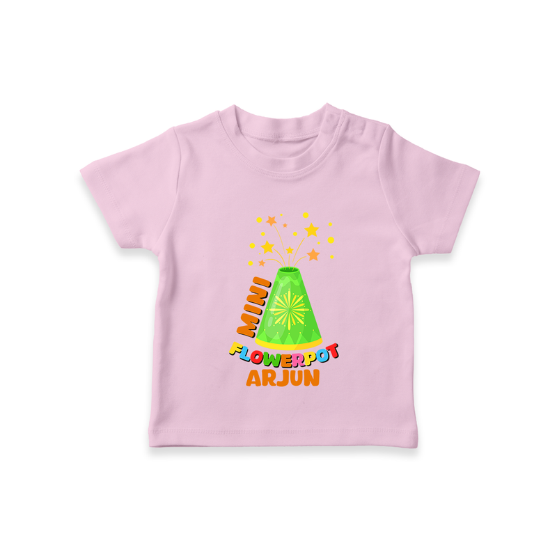 Mini Flowerpot - Customized Diwali Themed T-Shirt - PINK - 0 - 5 Months Old (Chest 17")