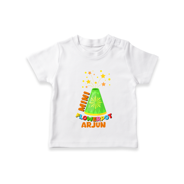 Mini Flowerpot - Customized Diwali Themed T-Shirt - WHITE - 0 - 5 Months Old (Chest 17")