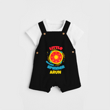 Little Ground Spinner - Customized Diwali Themed Dungaree Set - BLACK - 0 - 5 Months Old (Chest 18")