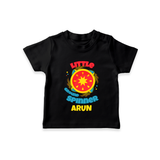 Little Ground Spinner - Customized Diwali Themed T-Shirt - BLACK - 0 - 5 Months Old (Chest 17")