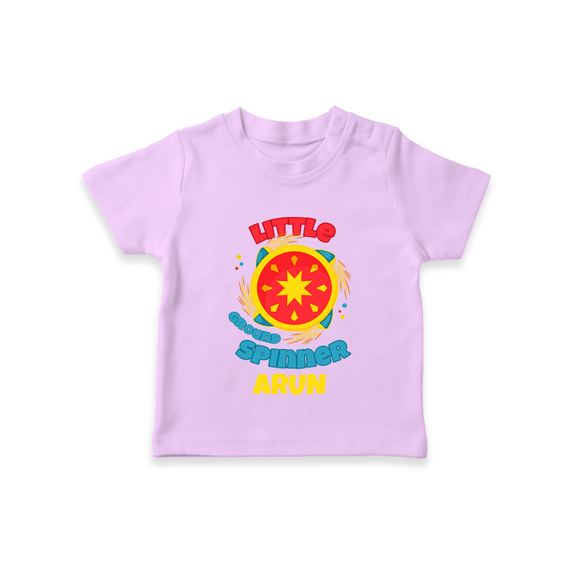 Little Ground Spinner - Customized Diwali Themed T-Shirt - LILAC - 0 - 5 Months Old (Chest 17")