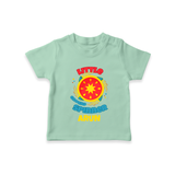 Little Ground Spinner - Customized Diwali Themed T-Shirt - MINT GREEN - 0 - 5 Months Old (Chest 17")