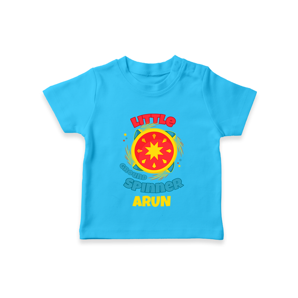 Little Ground Spinner - Customized Diwali Themed T-Shirt - SKY BLUE - 0 - 5 Months Old (Chest 17")