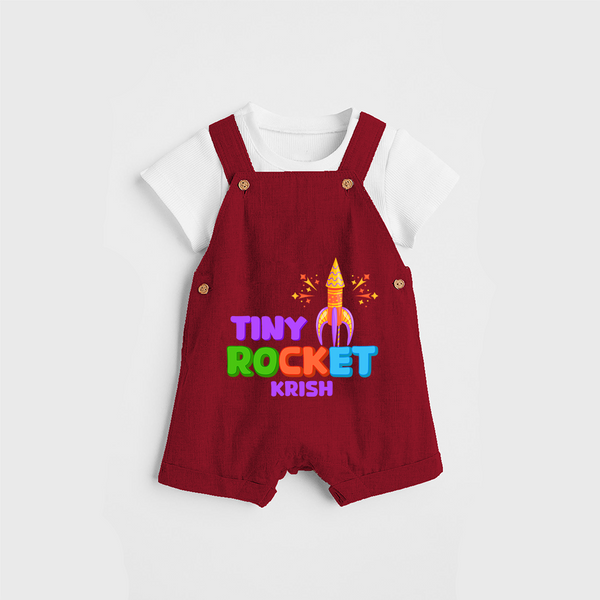 Tiny Rocket - Customized Diwali Themed Dungaree Set - RED - 0 - 5 Months Old (Chest 18")