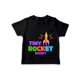 Tiny Rocket - Customized Diwali Themed T-Shirt - BLACK - 0 - 5 Months Old (Chest 17")