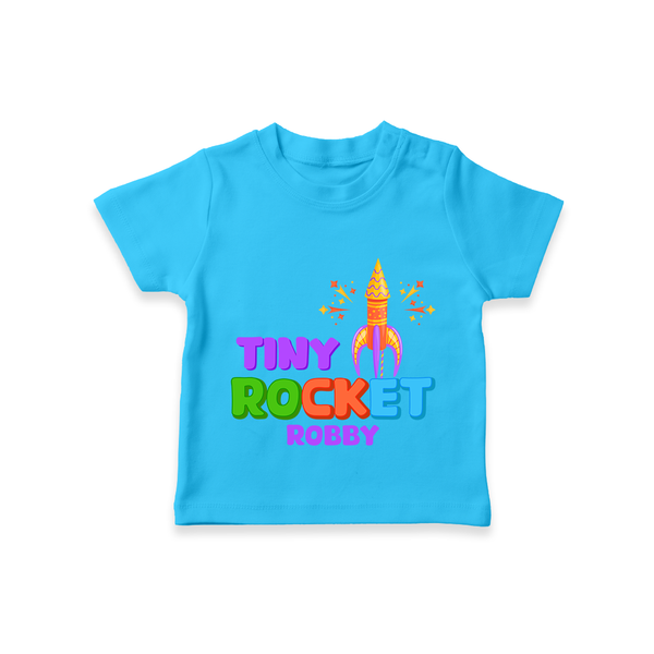 Tiny Rocket - Customized Diwali Themed T-Shirt - SKY BLUE - 0 - 5 Months Old (Chest 17")