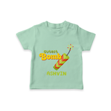 Cutest Bomb - Customized Diwali Themed T-Shirt - MINT GREEN - 0 - 5 Months Old (Chest 17")