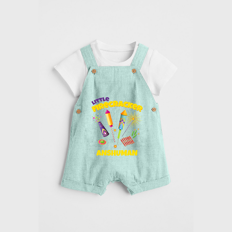 Little Fire Cracker - Customized Diwali Themed Dungaree Set - ARCTIC BLUE - 0 - 5 Months Old (Chest 18")