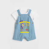 Little Fire Cracker - Customized Diwali Themed Dungaree Set - SKY BLUE - 0 - 5 Months Old (Chest 18")