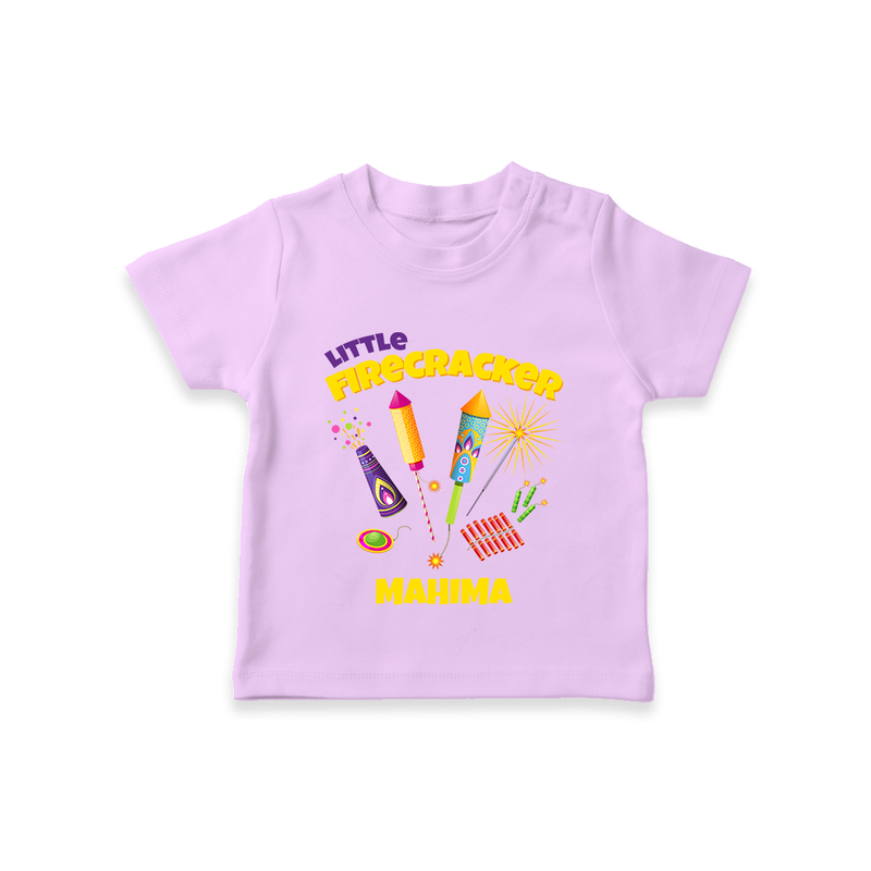 Little Firecracker - Customized Diwali Themed T-Shirt - LILAC - 0 - 5 Months Old (Chest 17")