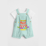 Cheerful Garland Cracker - Customized Diwali Themed Dungaree Set - ARCTIC BLUE - 0 - 5 Months Old (Chest 18")