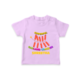 Cheerful Garland Cracker - Customized Diwali Themed T-Shirt - LILAC - 0 - 5 Months Old (Chest 17")