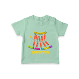 Cheerful Garland Cracker - Customized Diwali Themed T-Shirt - MINT GREEN - 0 - 5 Months Old (Chest 17")