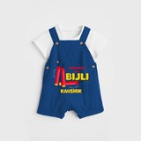 Naughty Like Bijli - Customized Diwali Themed Dungaree Set - COBALT BLUE - 0 - 5 Months Old (Chest 18")