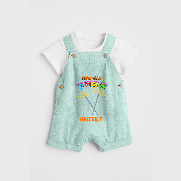 Adorable phulajhadee - Customized Diwali Themed Dungaree Set For Kids - ARCTIC BLUE - 0 - 5 Months Old (Chest 18")