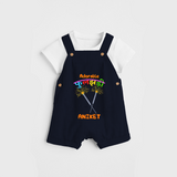 Adorable phulajhadee - Customized Diwali Themed Dungaree Set For Kids - NAVY BLUE - 0 - 5 Months Old (Chest 18")