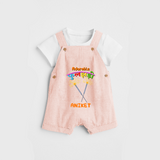 Adorable phulajhadee - Customized Diwali Themed Dungaree Set For Kids - PEACH - 0 - 5 Months Old (Chest 18")