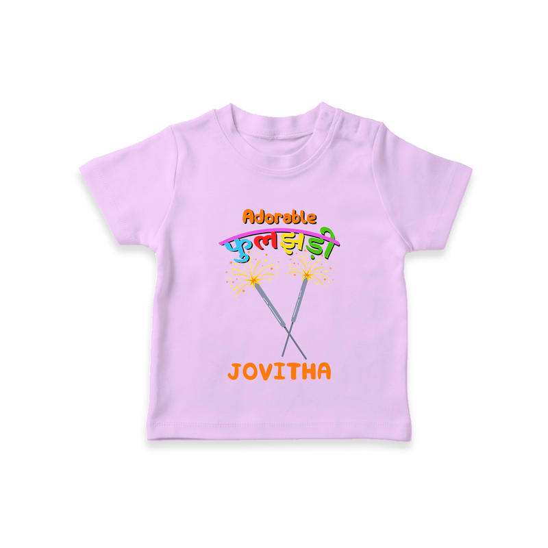 Adorable Phulajhadee - Customized Diwali Themed T-Shirt - LILAC - 0 - 5 Months Old (Chest 17")