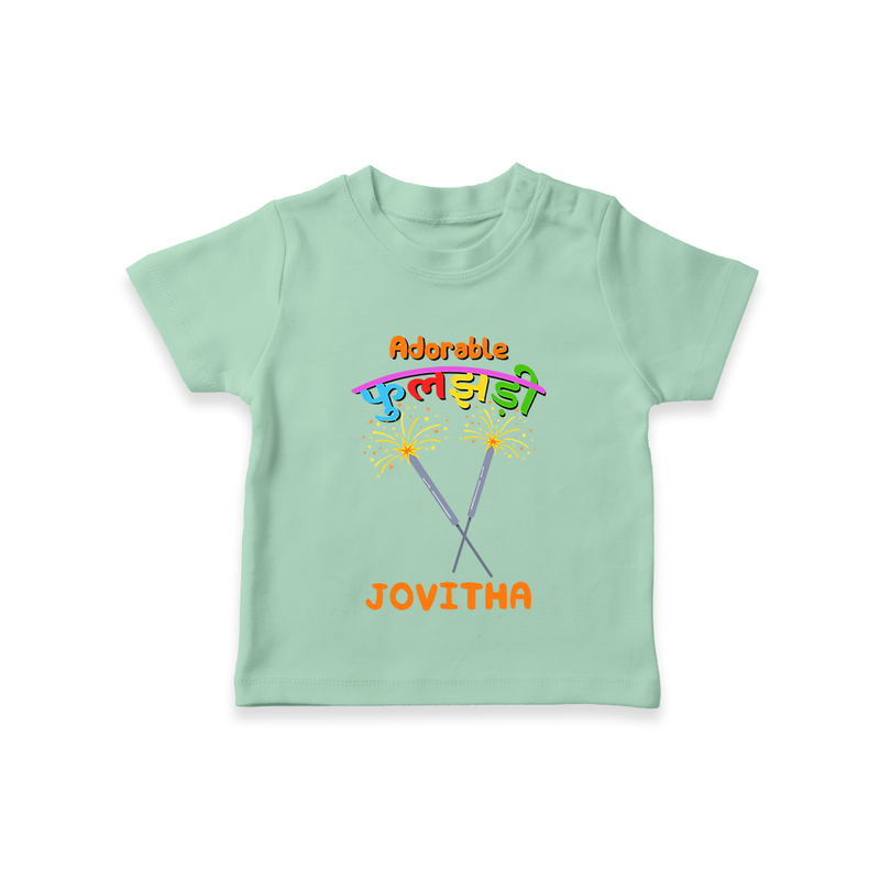 Adorable Phulajhadee - Customized Diwali Themed T-Shirt - MINT GREEN - 0 - 5 Months Old (Chest 17")