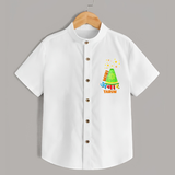 Mini Anaar  - Customized Diwali Themed Shirt For Kids - WHITE - 0 - 6 Months Old (Chest 23")