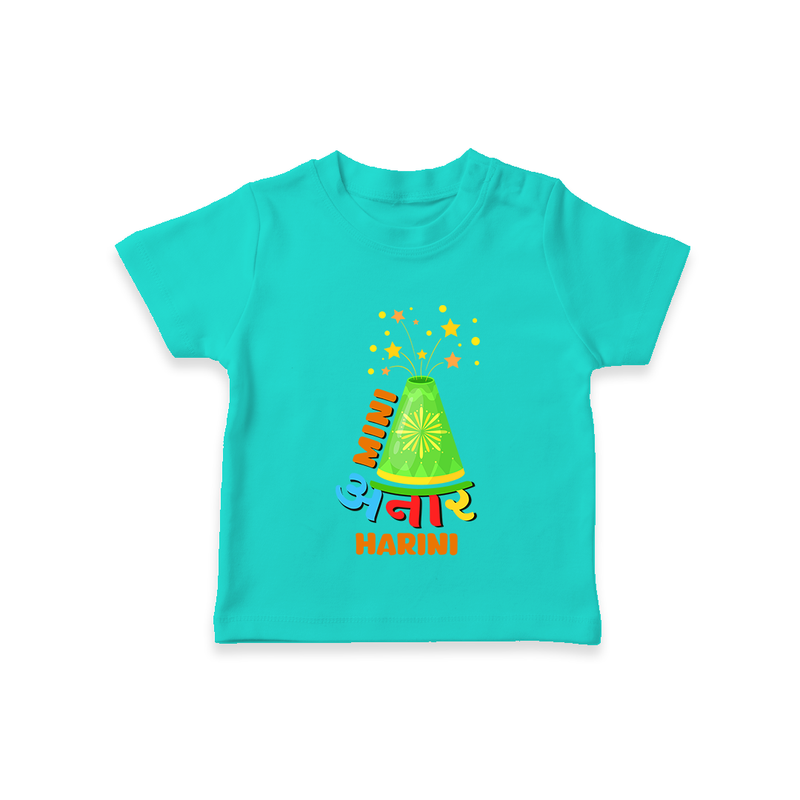 Mini Anaar - Customized Diwali Themed T-Shirt - TEAL - 0 - 5 Months Old (Chest 17")