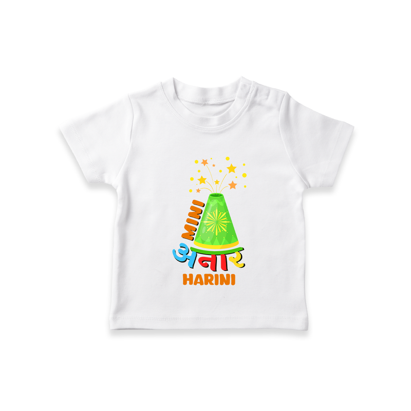 Mini Anaar - Customized Diwali Themed T-Shirt - WHITE - 0 - 5 Months Old (Chest 17")