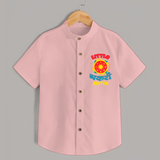 Little Chakri - Customized Diwali Themed Shirt For Kids - PEACH - 0 - 6 Months Old (Chest 23")