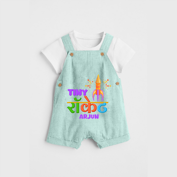 Tiny Rocket - Customized Diwali Themed Dungaree Set For Kids - ARCTIC BLUE - 0 - 5 Months Old (Chest 18")