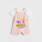 Tiny Rocket - Customized Diwali Themed Dungaree Set For Kids - PEACH - 0 - 5 Months Old (Chest 18")