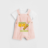 Cutest Bomb  - Customized Diwali Themed Dungaree Set For Kids - PEACH - 0 - 5 Months Old (Chest 18")