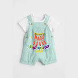 Cheerful Garland Cracker - Customized Diwali Themed Dungaree Set For Kids - ARCTIC BLUE - 0 - 5 Months Old (Chest 18")