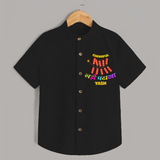 Cheerful Garland Cracker - Customized Diwali Themed Shirt For Kids - BLACK - 0 - 6 Months Old (Chest 23")