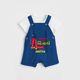 Naughty Like Bijli - Customized Diwali Themed Dungaree Set For Kids - COBALT BLUE - 0 - 5 Months Old (Chest 18")