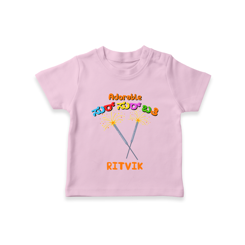 Adorable Sur Sur Bathi - Customized Diwali Themed T-Shirt - PINK - 0 - 5 Months Old (Chest 17")