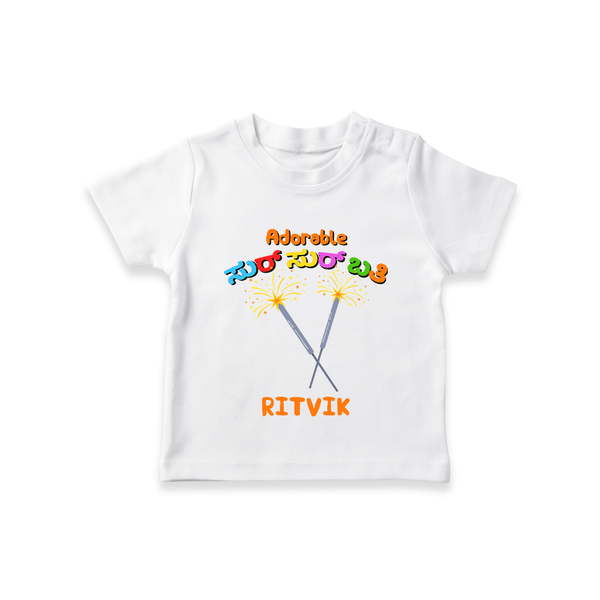 Adorable Sur Sur Bathi - Customized Diwali Themed T-Shirt - WHITE - 0 - 5 Months Old (Chest 17")